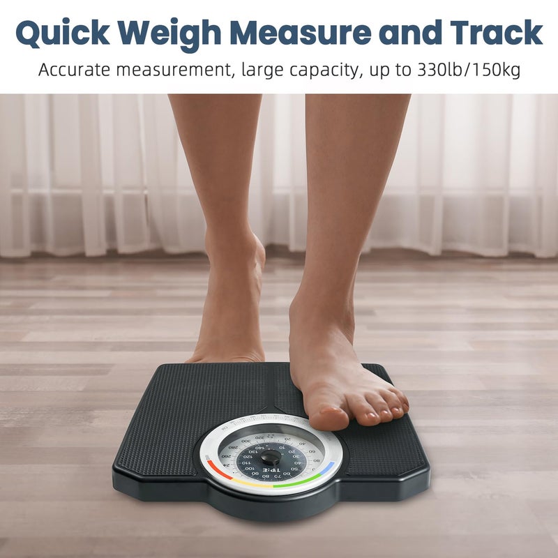 TIPRE Analog Scale for Body Weight, Mechanical Bathroom Scale, Analog Scale for Body Weight, 150kg/330lb, Dial Scale with Wider and Thicker Anti-Slip Platform, Simple Calibration, No Required Battery - Image 2